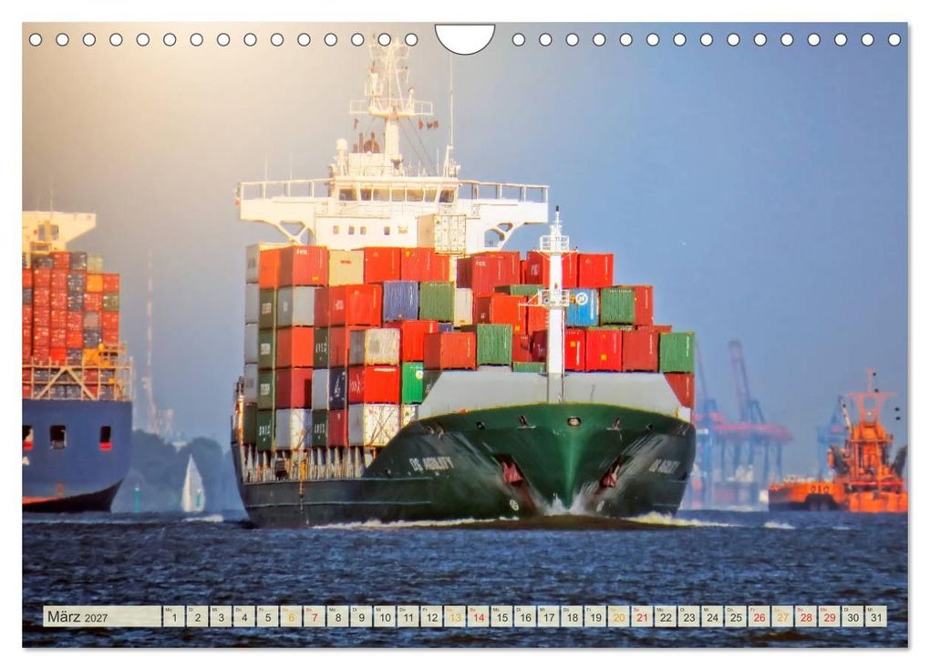 Weitere Ansicht: Containerschiffe auf der Elbe (Wandkalender 2027 DIN A4 quer), CALVENDO Monatskalender | Peter Roder, Calvendo