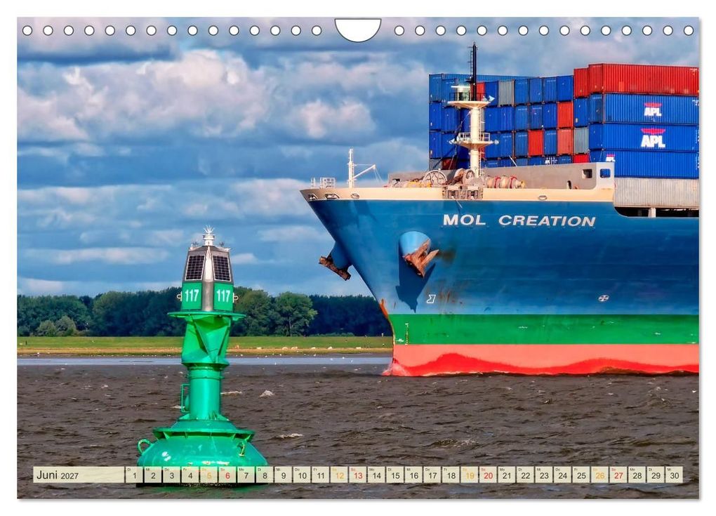 Weitere Ansicht: Containerschiffe auf der Elbe (Wandkalender 2027 DIN A4 quer), CALVENDO Monatskalender | Peter Roder, Calvendo