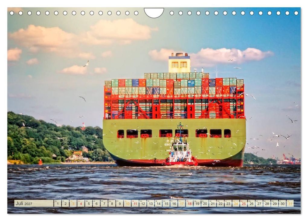 Weitere Ansicht: Containerschiffe auf der Elbe (Wandkalender 2027 DIN A4 quer), CALVENDO Monatskalender | Peter Roder, Calvendo