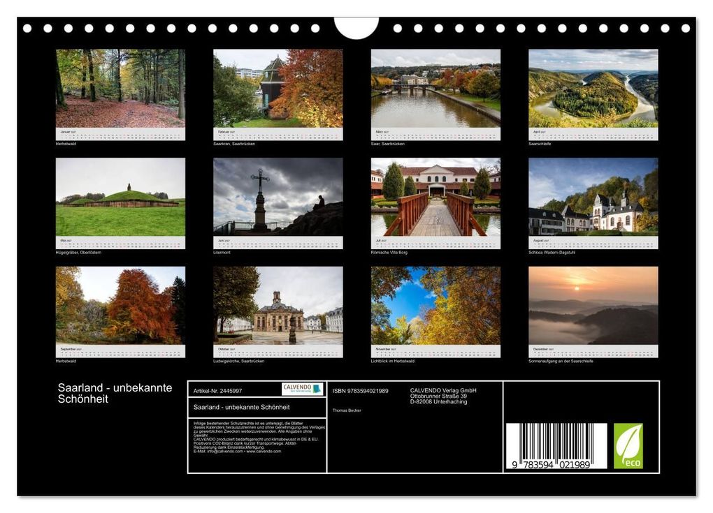 Weitere Ansicht: Saarland - unbekannte Schönheit (Wandkalender 2027 DIN A4 quer), CALVENDO Monatskalender | Thomas Becker, Calvendo