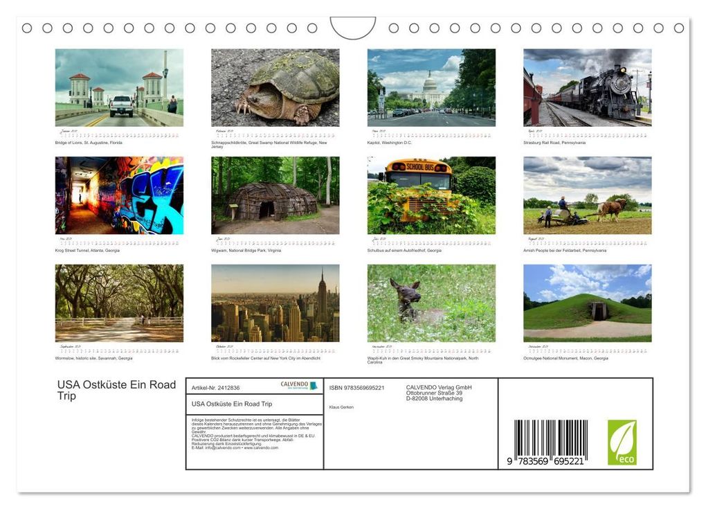 Weitere Ansicht: USA Ostküste Ein Road Trip (Wandkalender 2027 DIN A4 quer), CALVENDO Monatskalender | Calvendo