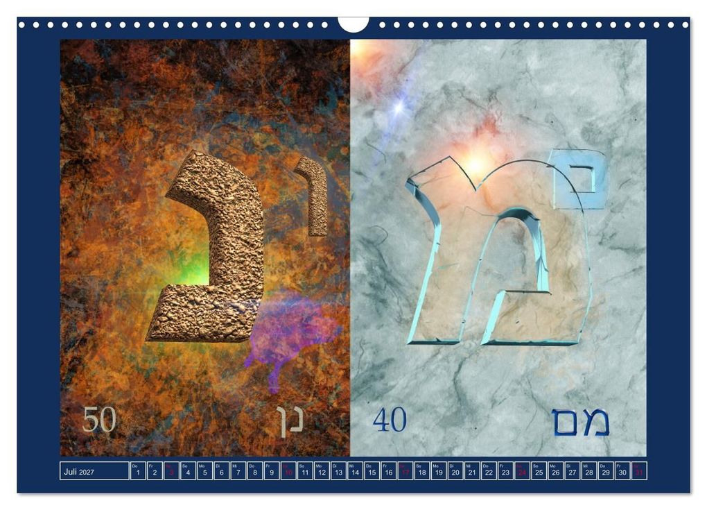 Weitere Ansicht: Alefbet Hebräische Lettern (Wandkalender 2027 DIN A3 quer), CALVENDO Monatskalender | kavod-edition Switzerland Marena Camadini www.kavodedition.com, Calvendo