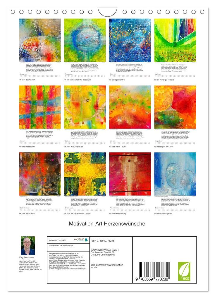 Weitere Ansicht: Motivation-Art Herzenswünsche (Wandkalender 2027 DIN A4 hoch), CALVENDO Monatskalender | Jörg Lehmann, Calvendo
