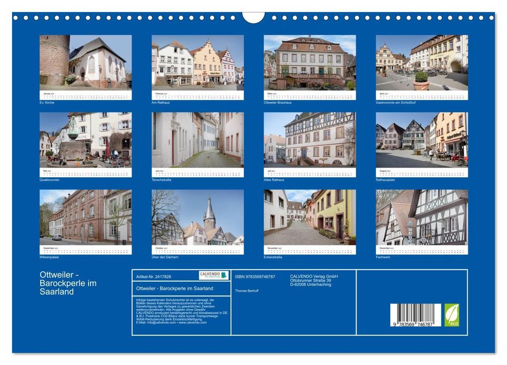 Weitere Ansicht: Ottweiler - Barockperle im Saarland (Wandkalender 2027 DIN A3 quer), CALVENDO Monatskalender | Thomas Bartruff, Calvendo