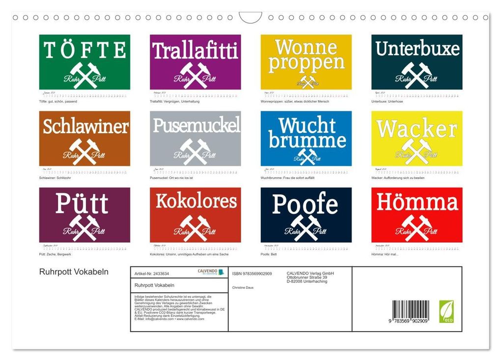 Weitere Ansicht: Ruhrpott Vokabeln (Wandkalender 2027 DIN A3 quer), CALVENDO Monatskalender | Christine Daus, Calvendo