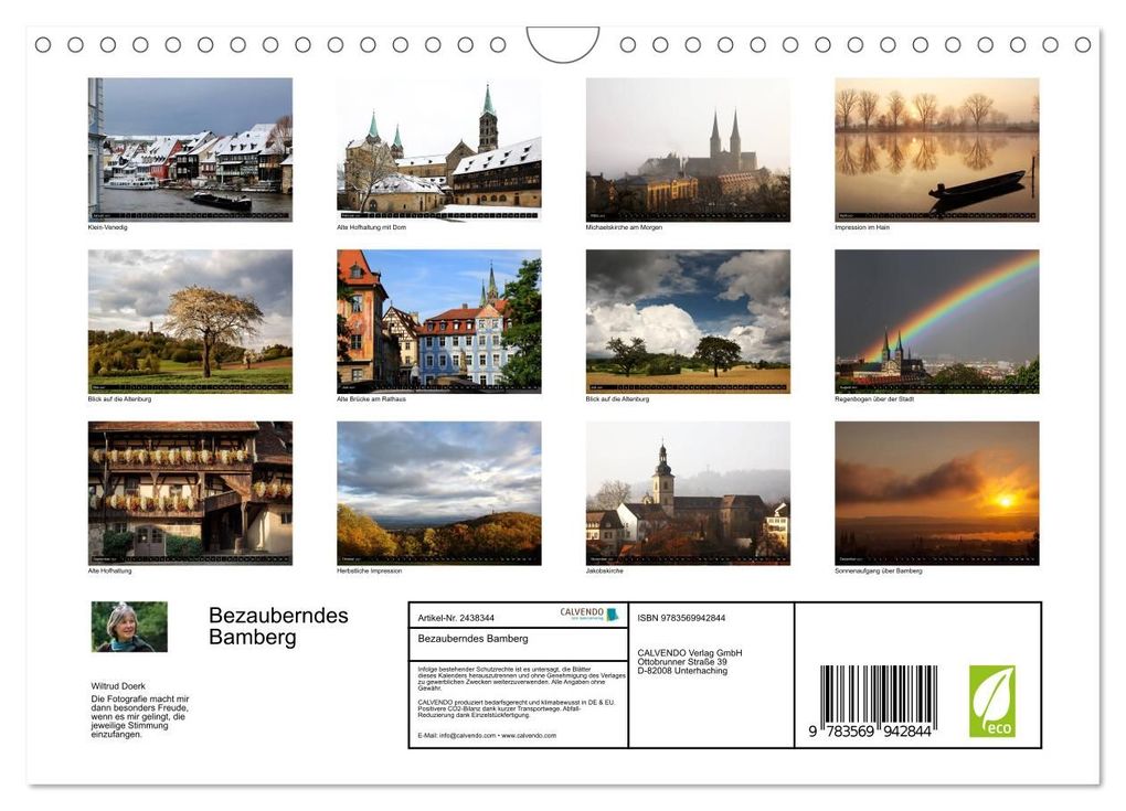 Weitere Ansicht: Bezauberndes Bamberg (Wandkalender 2027 DIN A4 quer), CALVENDO Monatskalender | Wiltrud Doerk, Calvendo