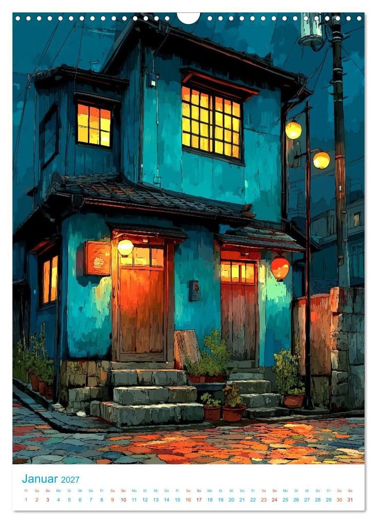 Weitere Ansicht: Japanische Häuser - im Anime-Stil (Wandkalender 2027 DIN A3 hoch), CALVENDO Monatskalender | Val Thoermer, Calvendo