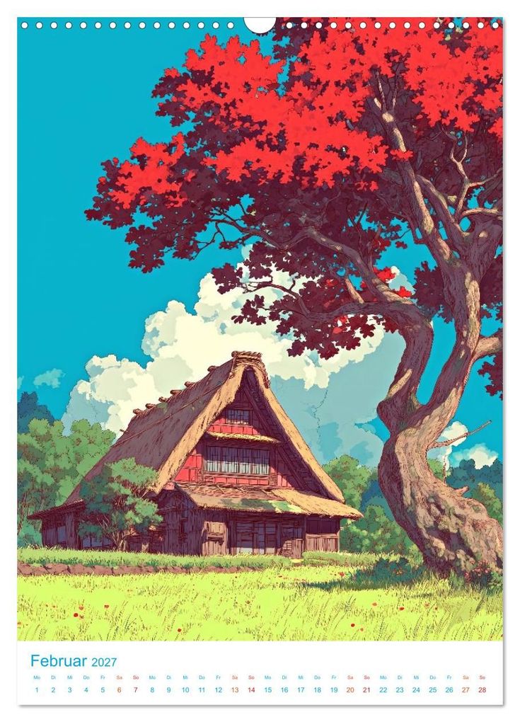 Weitere Ansicht: Japanische Häuser - im Anime-Stil (Wandkalender 2027 DIN A3 hoch), CALVENDO Monatskalender | Val Thoermer, Calvendo