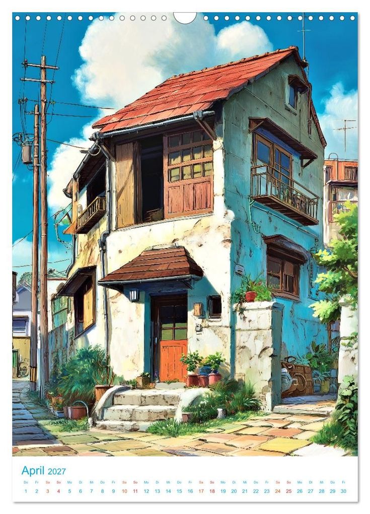 Weitere Ansicht: Japanische Häuser - im Anime-Stil (Wandkalender 2027 DIN A3 hoch), CALVENDO Monatskalender | Val Thoermer, Calvendo