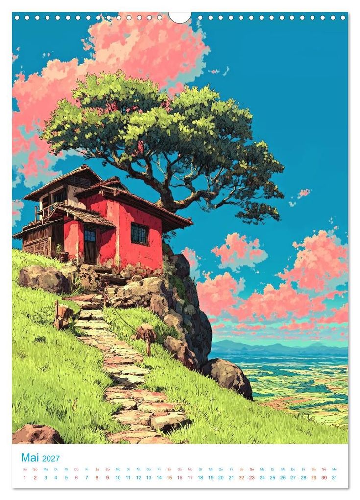 Weitere Ansicht: Japanische Häuser - im Anime-Stil (Wandkalender 2027 DIN A3 hoch), CALVENDO Monatskalender | Val Thoermer, Calvendo