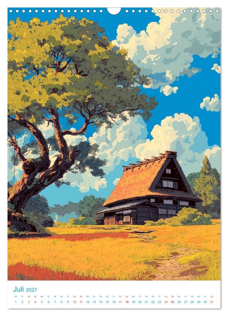 Weitere Ansicht: Japanische Häuser - im Anime-Stil (Wandkalender 2027 DIN A3 hoch), CALVENDO Monatskalender | Val Thoermer, Calvendo
