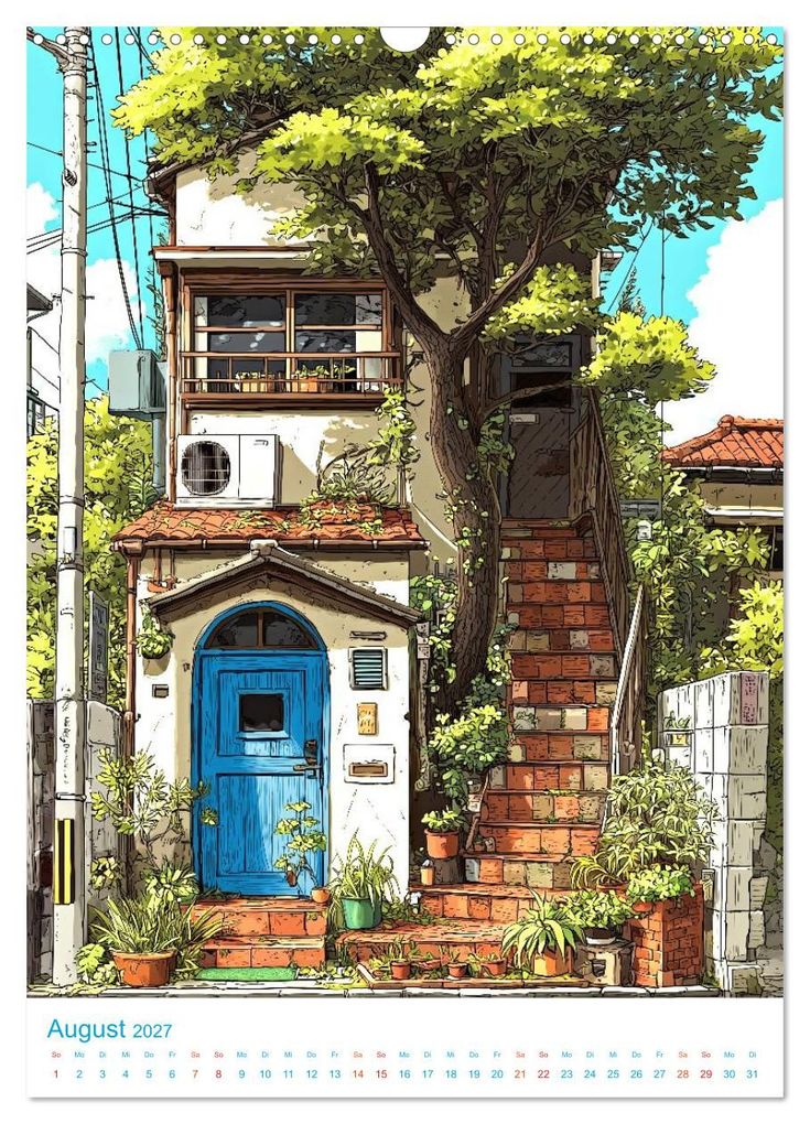 Weitere Ansicht: Japanische Häuser - im Anime-Stil (Wandkalender 2027 DIN A3 hoch), CALVENDO Monatskalender | Val Thoermer, Calvendo
