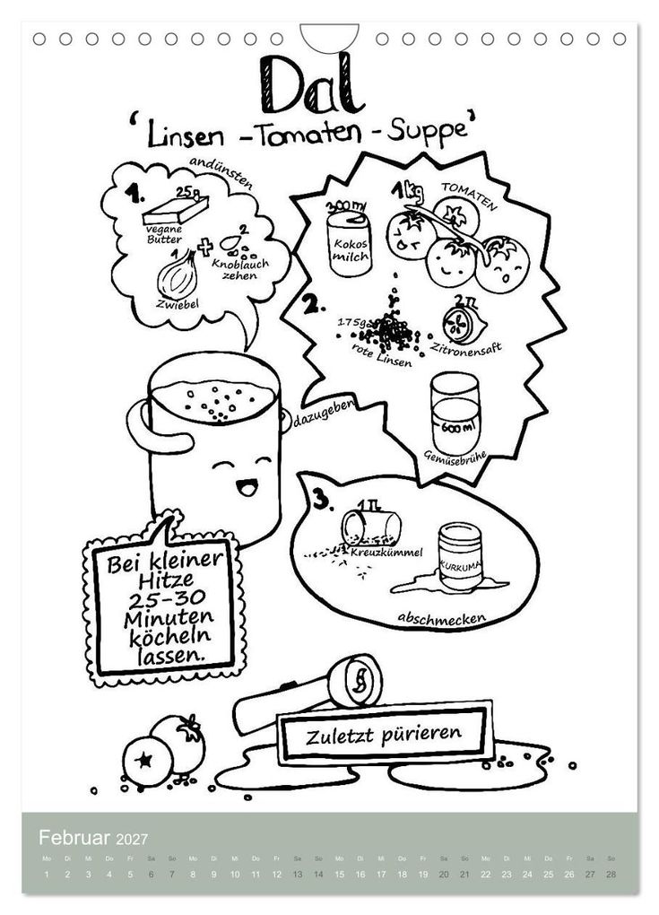 Weitere Ansicht: KOCH MAL KALENDER - Lustige Rezepte zum Ausmalen (Wandkalender 2027 DIN A4 hoch), CALVENDO Monatskalender | Christina Speer, Calvendo
