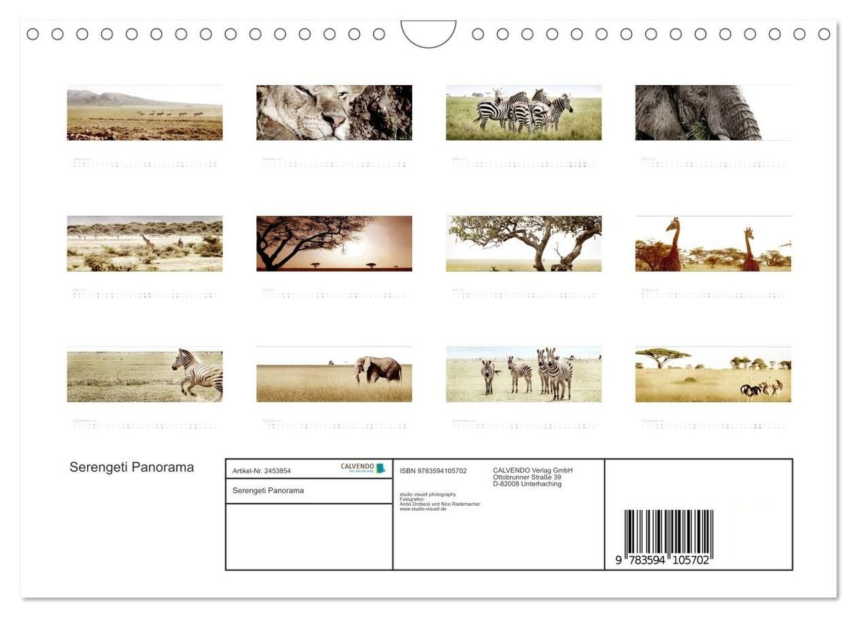 Weitere Ansicht: Serengeti Panorama (Wandkalender 2027 DIN A4 quer), CALVENDO Monatskalender | studio visuell photography, Calvendo