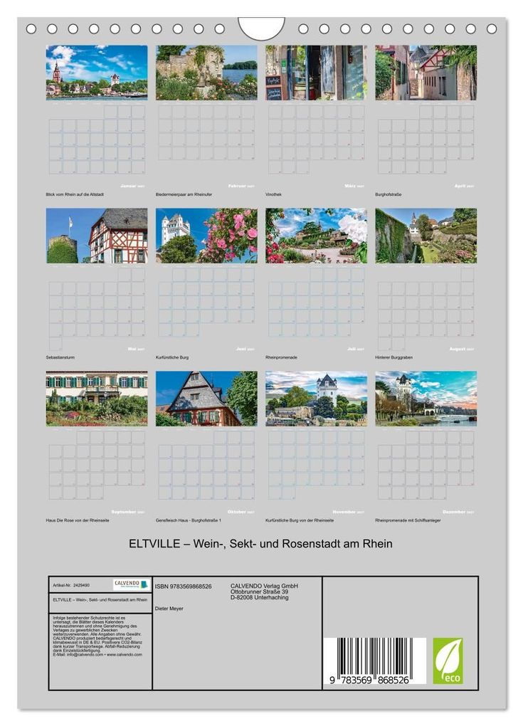 Weitere Ansicht: ELTVILLE - Wein-, Sekt- und Rosenstadt am Rhein (Wandkalender 2027 DIN A4 hoch), CALVENDO Monatskalender | Dieter Meyer, Calvendo