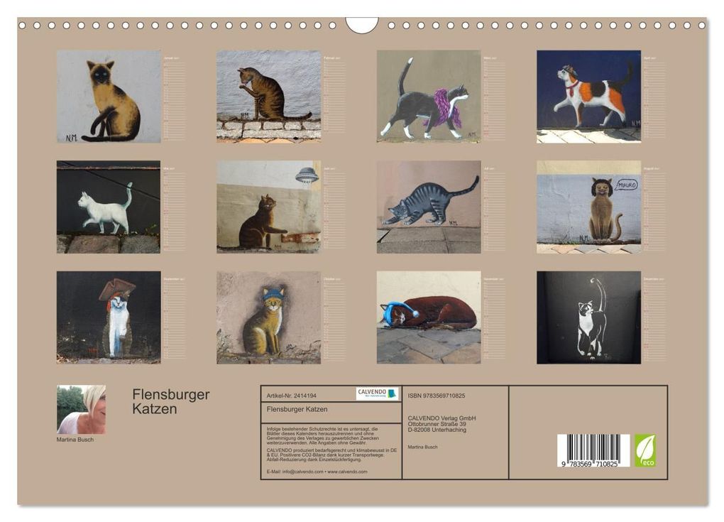 Weitere Ansicht: Flensburger Katzen (Wandkalender 2027 DIN A3 quer), CALVENDO Monatskalender | Martina Busch, Calvendo