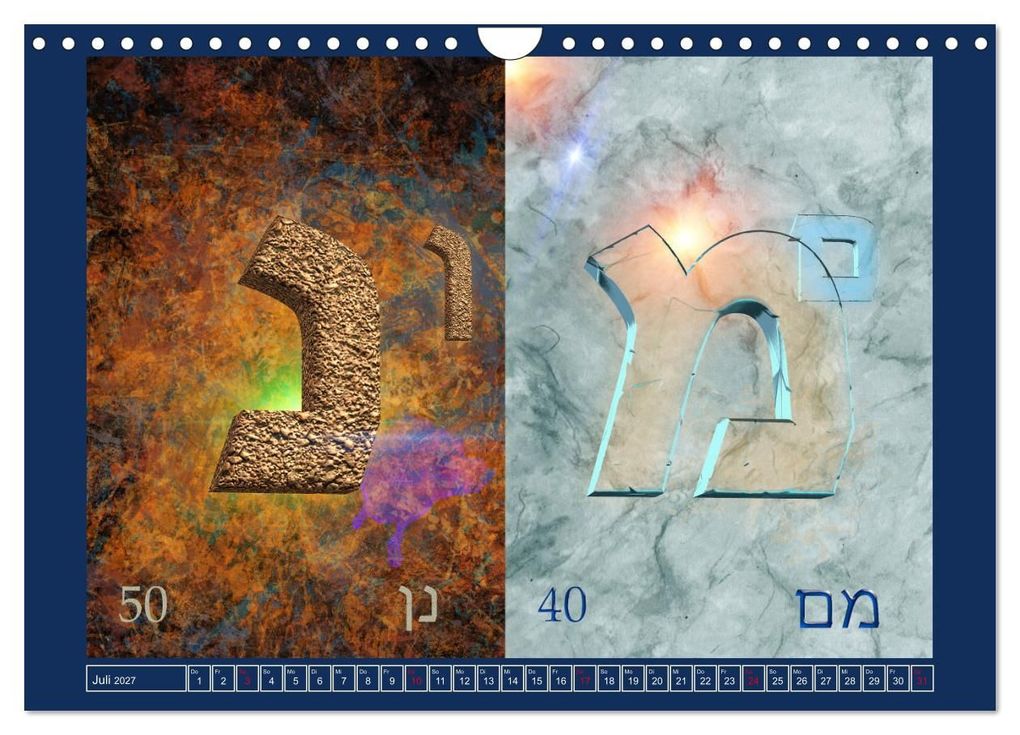 Weitere Ansicht: Alefbet Hebräische Lettern (Wandkalender 2027 DIN A4 quer), CALVENDO Monatskalender | kavod-edition Switzerland Marena Camadini www.kavodedition.com, Calvendo