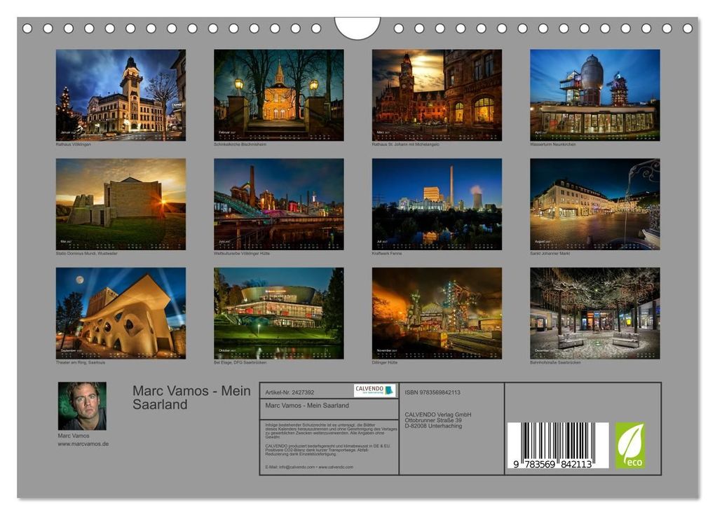 Weitere Ansicht: Marc Vamos - Mein Saarland (Wandkalender 2027 DIN A4 quer), CALVENDO Monatskalender | Marc Vamos, Calvendo