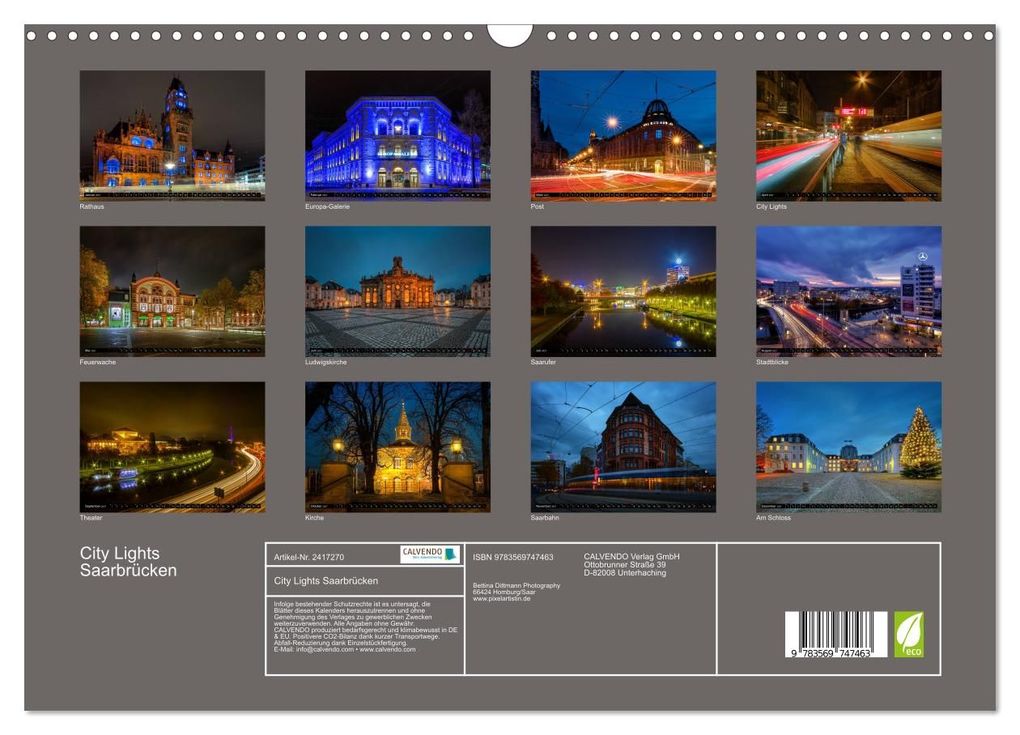 Weitere Ansicht: City Lights Saarbrücken (Wandkalender 2027 DIN A3 quer), CALVENDO Monatskalender | Bettina Dittmann, Calvendo