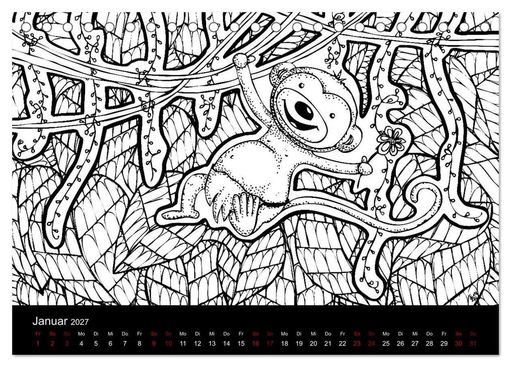 Weitere Ansicht: Bezaubernde Mini-Monster - Ein Ausmal-Kalender (Tischkalender 2027 DIN A5 quer), CALVENDO Monatskalender | Benita Zabel