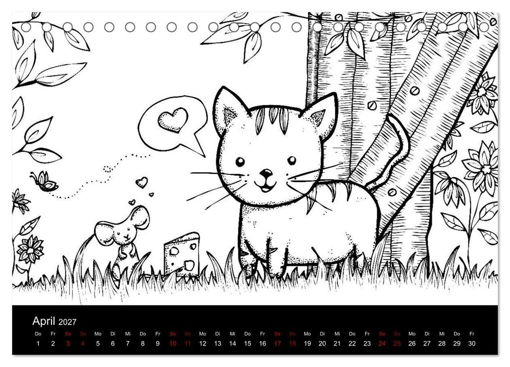 Weitere Ansicht: Bezaubernde Mini-Monster - Ein Ausmal-Kalender (Tischkalender 2027 DIN A5 quer), CALVENDO Monatskalender | Benita Zabel