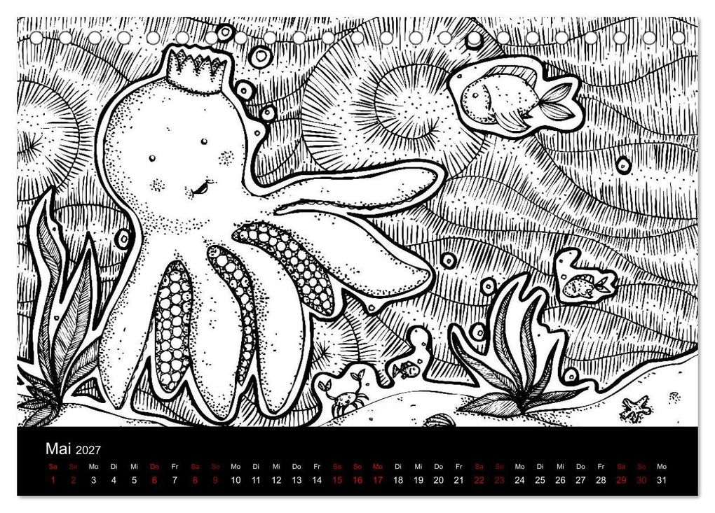 Weitere Ansicht: Bezaubernde Mini-Monster - Ein Ausmal-Kalender (Tischkalender 2027 DIN A5 quer), CALVENDO Monatskalender | Benita Zabel