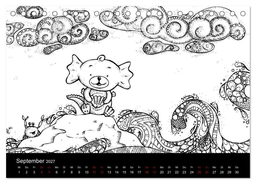 Weitere Ansicht: Bezaubernde Mini-Monster - Ein Ausmal-Kalender (Tischkalender 2027 DIN A5 quer), CALVENDO Monatskalender | Benita Zabel