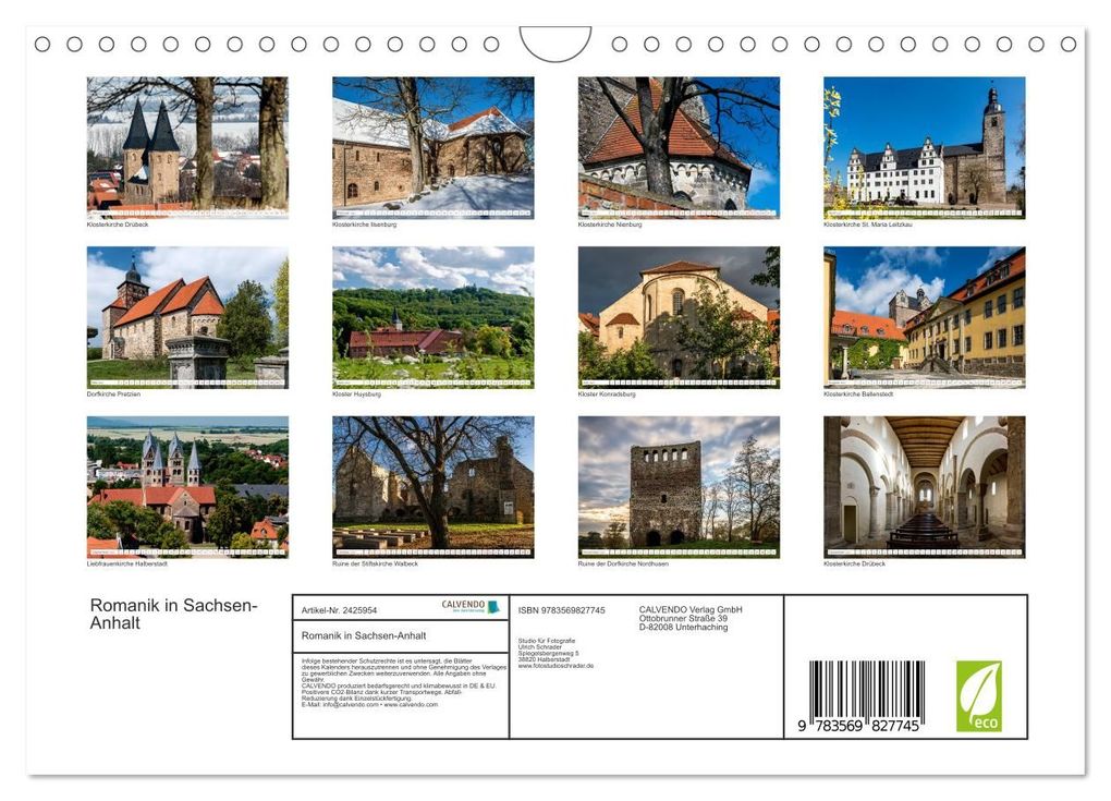 Weitere Ansicht: Romanik in Sachsen-Anhalt (Wandkalender 2027 DIN A4 quer), CALVENDO Monatskalender | Ulrich Schrader, Calvendo