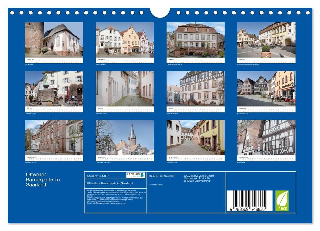 Weitere Ansicht: Ottweiler - Barockperle im Saarland (Wandkalender 2027 DIN A4 quer), CALVENDO Monatskalender | Thomas Bartruff, Calvendo