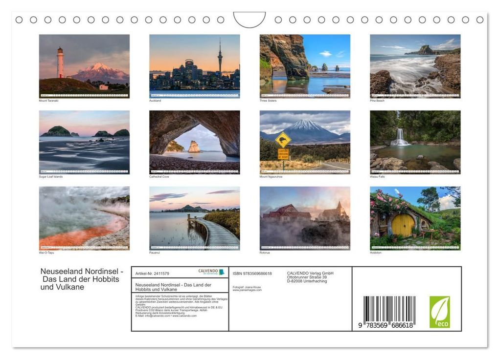 Weitere Ansicht: Neuseeland Nordinsel - Das Land der Hobbits und Vulkane (Wandkalender 2027 DIN A4 quer), CALVENDO Monatskalender | Joana Kruse, Calvendo
