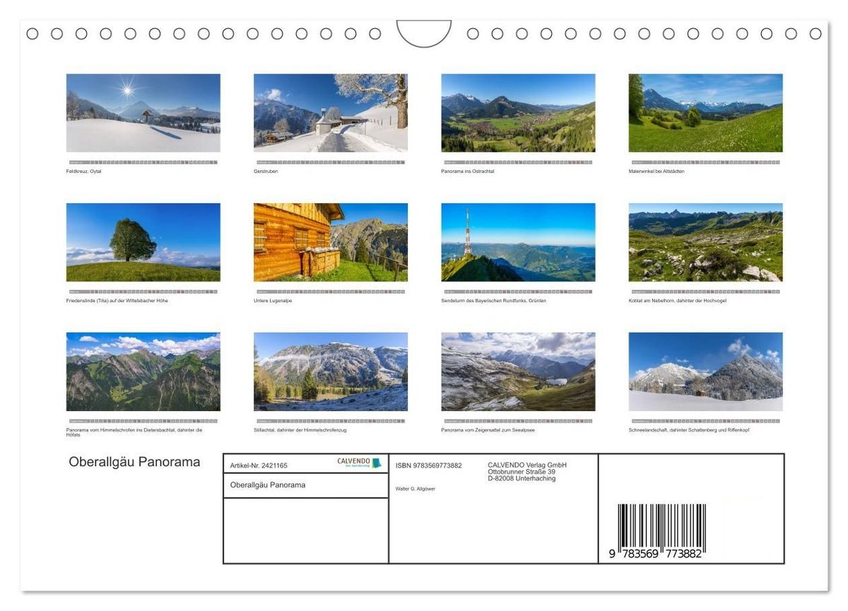 Weitere Ansicht: Oberallgäu Panorama (Wandkalender 2027 DIN A4 quer), CALVENDO Monatskalender | Walter G. Allgöwer, Calvendo