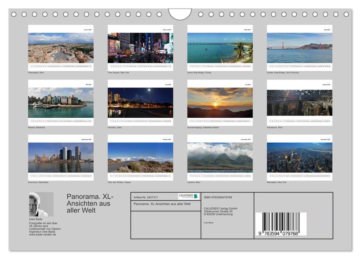 Weitere Ansicht: Panorama. XL-Ansichten aus aller Welt (Wandkalender 2027 DIN A4 quer), CALVENDO Monatskalender | Uwe Bade, Calvendo