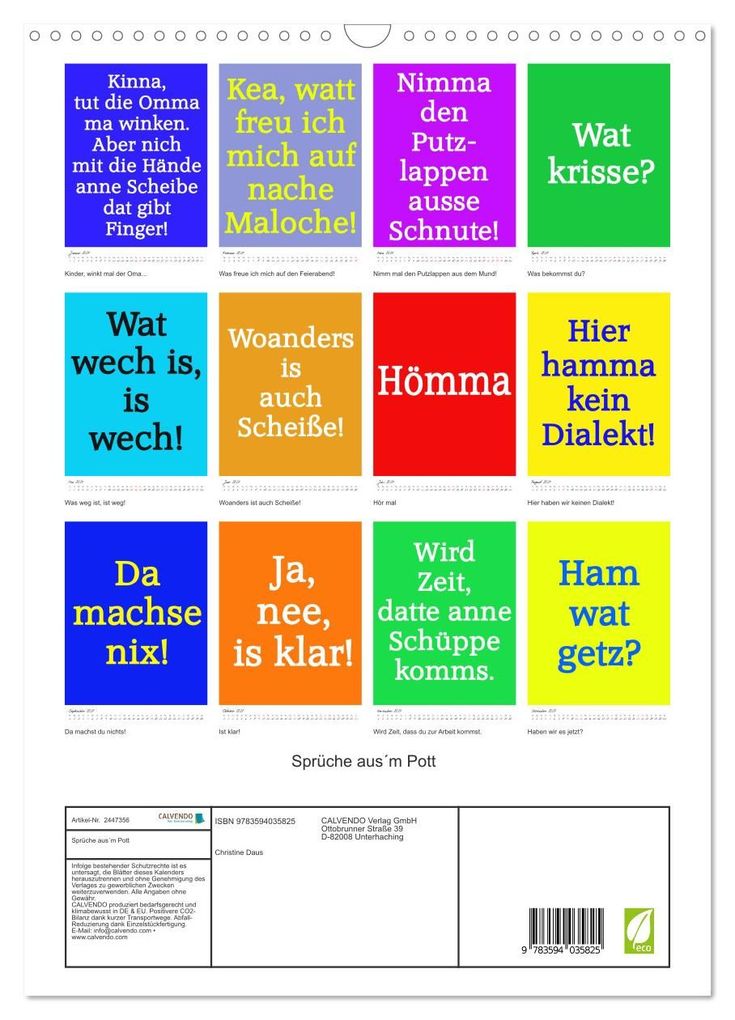 Weitere Ansicht: Sprüche ausm Pott (Wandkalender 2027 DIN A3 hoch), CALVENDO Monatskalender | Christine Daus, Calvendo