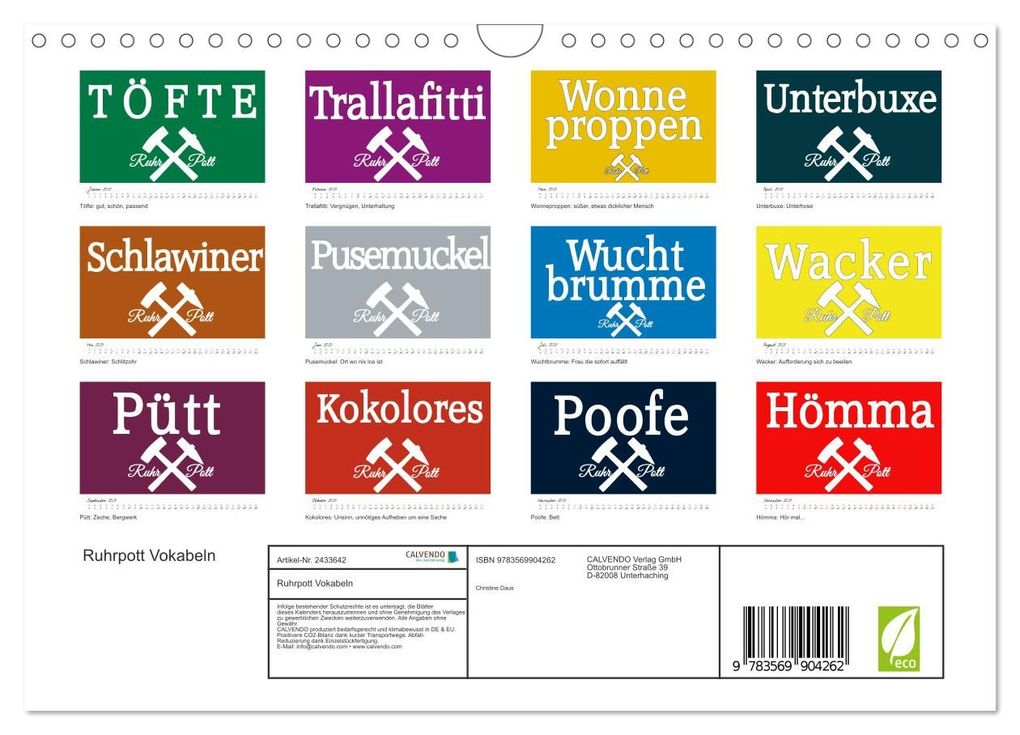 Weitere Ansicht: Ruhrpott Vokabeln (Wandkalender 2027 DIN A4 quer), CALVENDO Monatskalender | Christine Daus, Calvendo