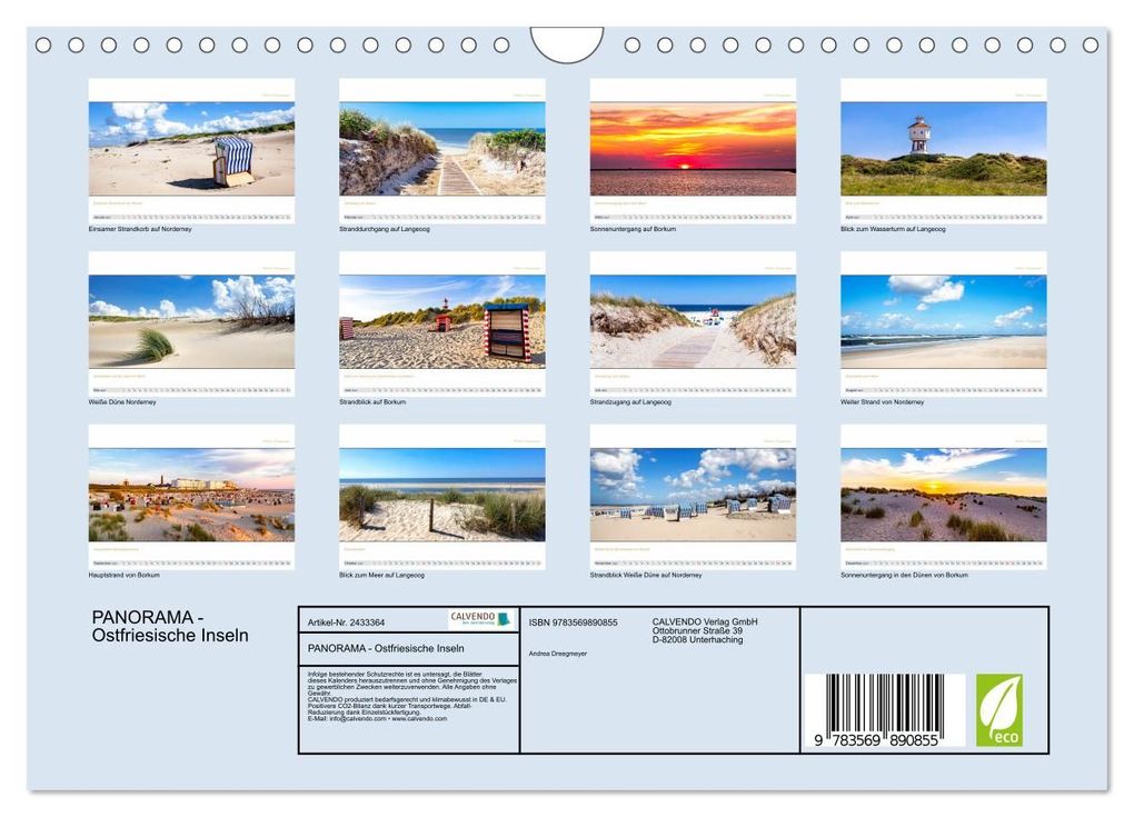 Weitere Ansicht: PANORAMA - Ostfriesische Inseln (Wandkalender 2027 DIN A4 quer), CALVENDO Monatskalender | Andrea Dreegmeyer, Calvendo