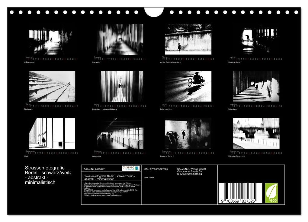 Weitere Ansicht: Strassenfotografie Berlin. schwarz/weiß - abstrakt - minimalistisch (Wandkalender 2027 DIN A4 quer), CALVENDO Monatskalender | Frank Andree, Calvendo