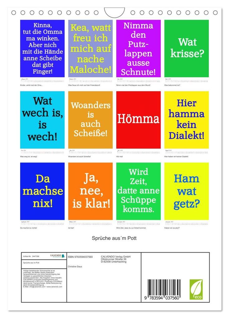 Weitere Ansicht: Sprüche ausm Pott (Wandkalender 2027 DIN A4 hoch), CALVENDO Monatskalender | Christine Daus, Calvendo