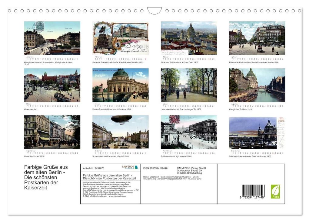 Weitere Ansicht: Farbige Grüße aus dem alten Berlin - Die schönsten Postkarten der Kaiserzeit (Wandkalender 2027 DIN A3 quer), CALVENDO Monatskalender | Reiner Silberstein, Calvendo
