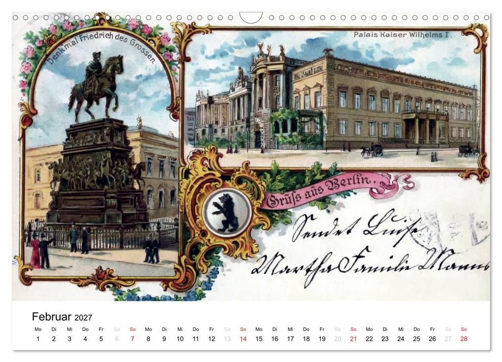 Weitere Ansicht: Farbige Grüße aus dem alten Berlin - Die schönsten Postkarten der Kaiserzeit (Wandkalender 2027 DIN A3 quer), CALVENDO Monatskalender | Reiner Silberstein, Calvendo