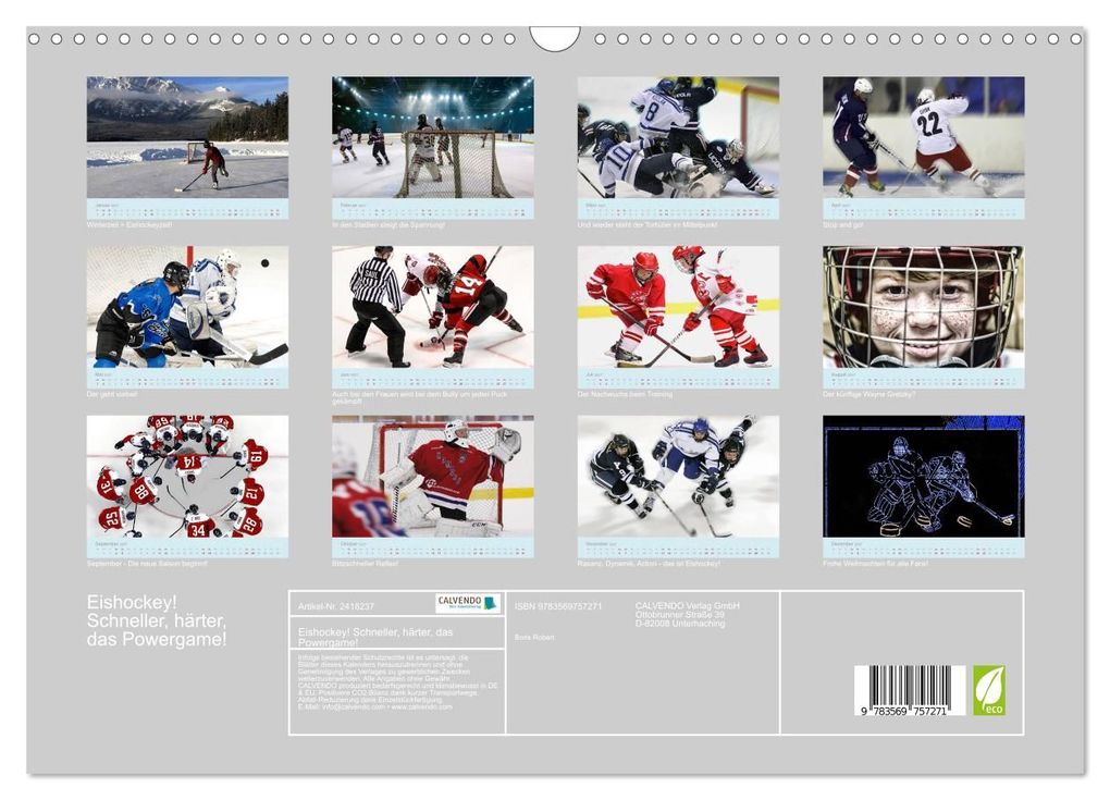 Weitere Ansicht: Eishockey! Schneller, härter, das Powergame! (Wandkalender 2027 DIN A3 quer), CALVENDO Monatskalender | Boris Robert, Calvendo