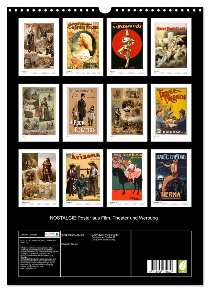 Weitere Ansicht: NOSTALGIE Poster aus Film, Theater und Werbung (Wandkalender 2027 DIN A3 hoch), CALVENDO Monatskalender | Elisabeth Stanzer, Calvendo