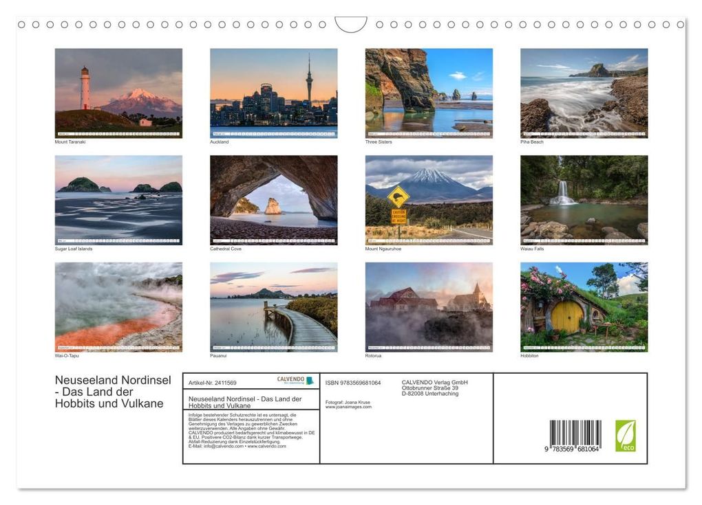 Weitere Ansicht: Neuseeland Nordinsel - Das Land der Hobbits und Vulkane (Wandkalender 2027 DIN A3 quer), CALVENDO Monatskalender | Joana Kruse, Calvendo