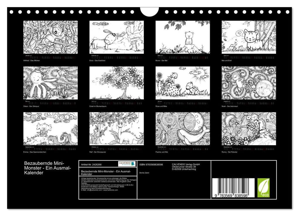 Weitere Ansicht: Bezaubernde Mini-Monster - Ein Ausmal-Kalender (Wandkalender 2027 DIN A4 quer), CALVENDO Monatskalender | Benita Zabel, Calvendo