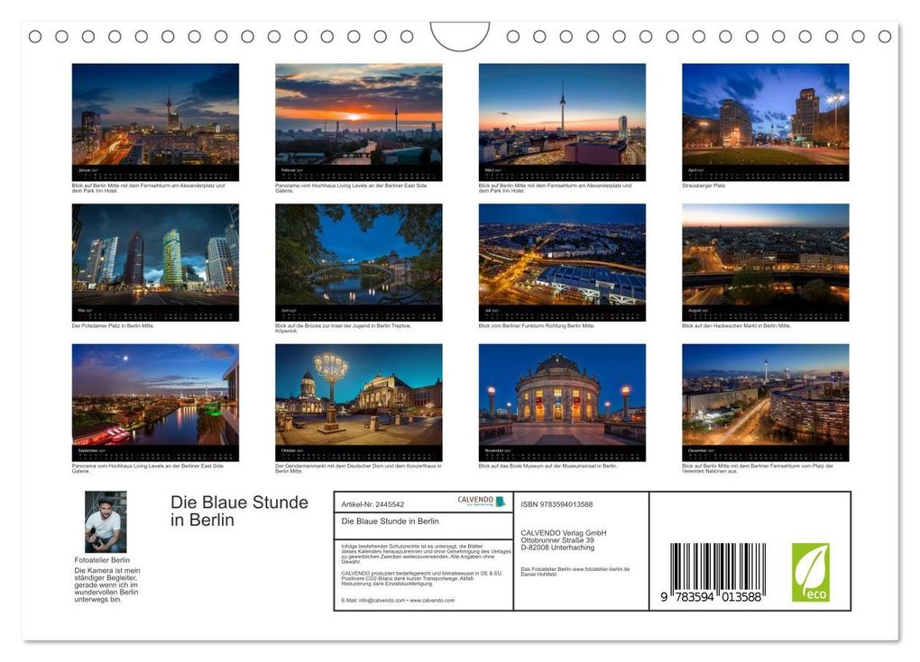 Weitere Ansicht: Die Blaue Stunde in Berlin (Wandkalender 2027 DIN A4 quer), CALVENDO Monatskalender | Fotoatelier Berlin, Calvendo