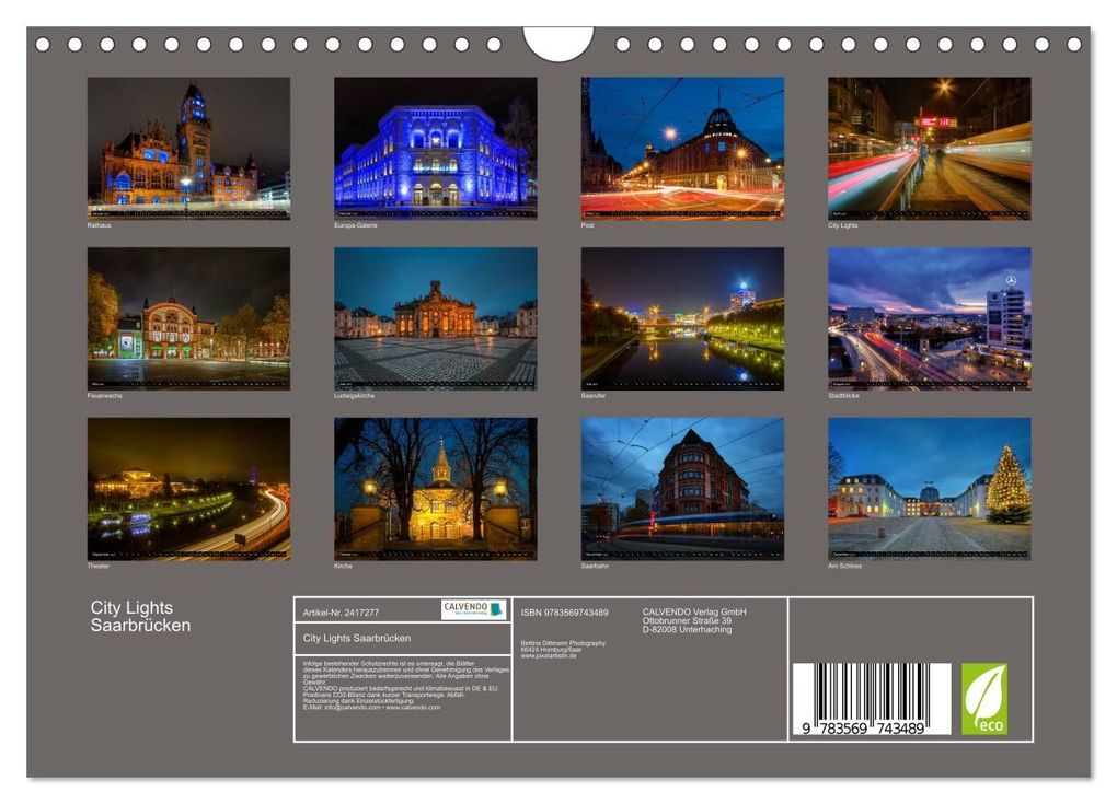 Weitere Ansicht: City Lights Saarbrücken (Wandkalender 2027 DIN A4 quer), CALVENDO Monatskalender | Bettina Dittmann, Calvendo