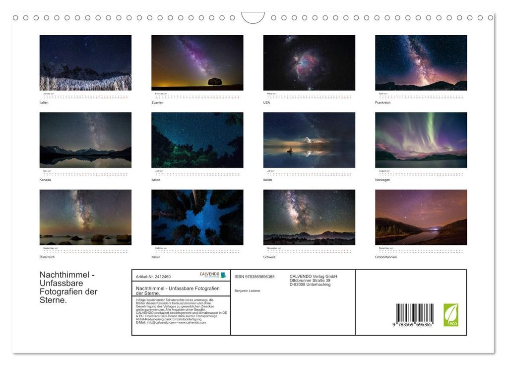 Weitere Ansicht: Nachthimmel - Unfassbare Fotografien der Sterne. (Wandkalender 2027 DIN A3 quer), CALVENDO Monatskalender | Benjamin Lederer, Calvendo