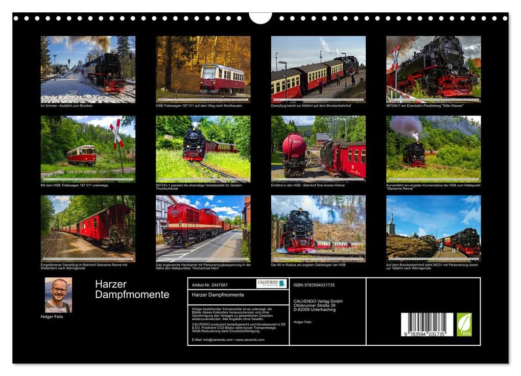Weitere Ansicht: Harzer Dampfmomente (Wandkalender 2027 DIN A3 quer), CALVENDO Monatskalender | Holger Felix, Calvendo