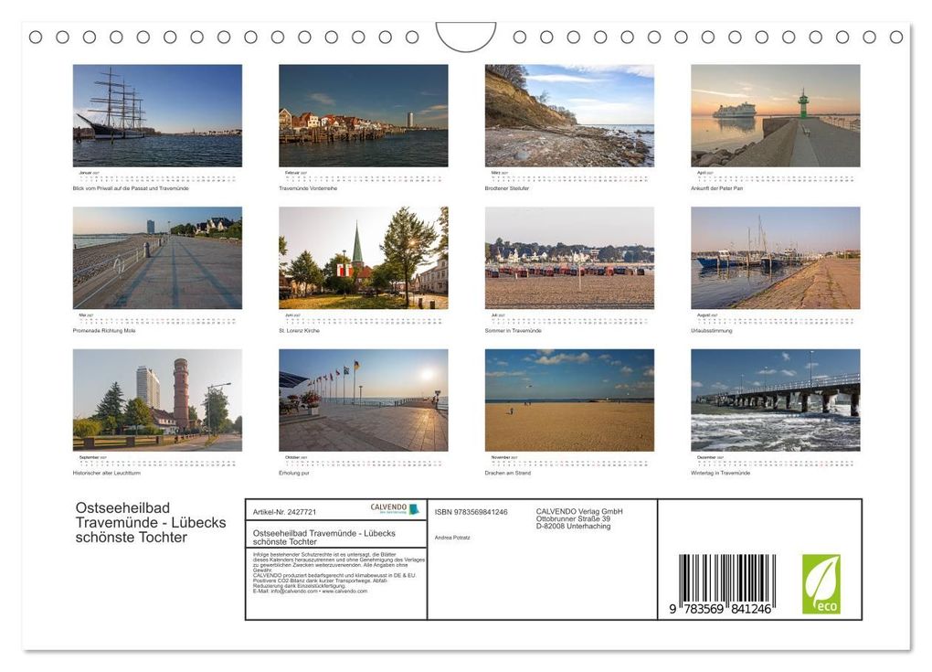Weitere Ansicht: Ostseeheilbad Travemünde - Lübecks schönste Tochter (Wandkalender 2027 DIN A4 quer), CALVENDO Monatskalender | Andrea Potratz, Calvendo