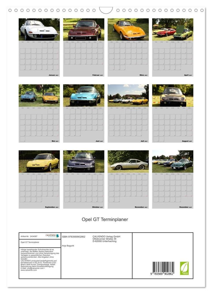 Weitere Ansicht: Opel GT Terminplaner (Wandkalender 2027 DIN A3 hoch), CALVENDO Monatskalender | Anja Bagunk, Calvendo