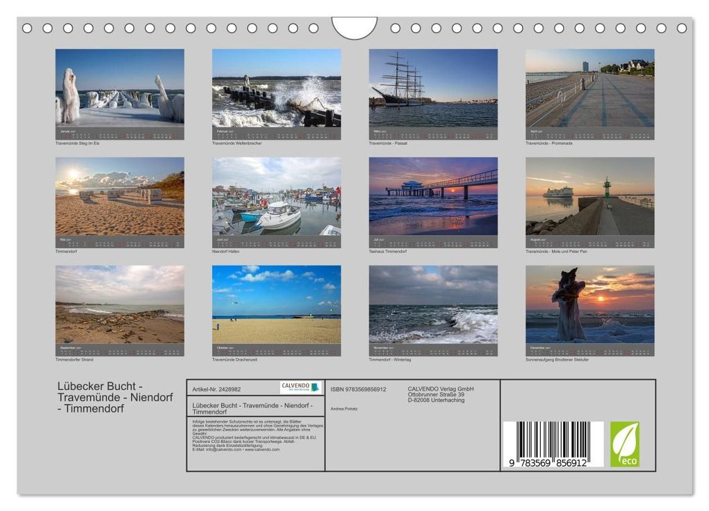 Weitere Ansicht: Lübecker Bucht - Travemünde - Niendorf - Timmendorf (Wandkalender 2027 DIN A4 quer), CALVENDO Monatskalender | Andrea Potratz, Calvendo